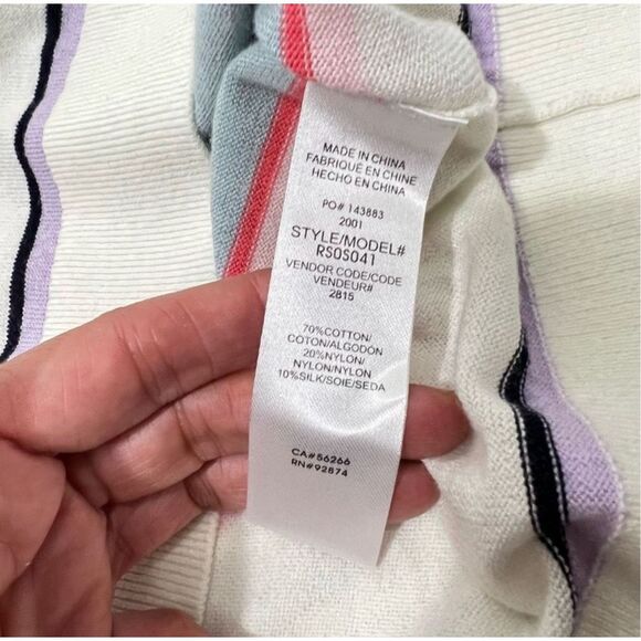 Splendid Silk-Cotton Blend Pullover Sweater Sz XSmall Multicolored Striped NWT ! - Picture 6 of 13